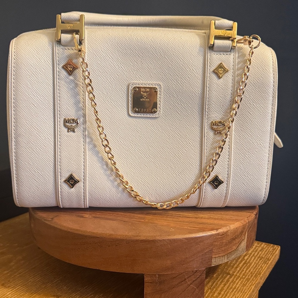 MCM Large Boston Bag with Gold Hardware - Picture 3 of 14